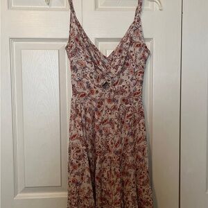 Paisley Print Midi Dress with Spaghetti Straps